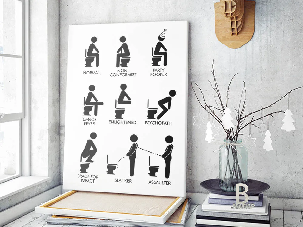 Wall Art Canvas Painting Funny Restroom Rules Sign Nordic Black White Poster Prints Toilet Humour Pictures Bathroom Home Decor |
