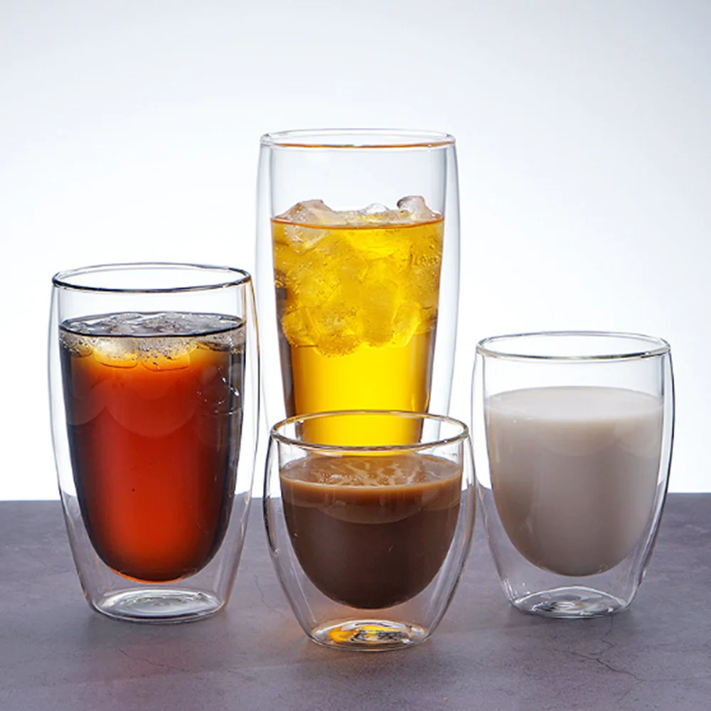 

Double wall glass cup Heat resistant glass coffee cup Whiskey Glass tea cup beer mug 80ml capacity glass cup shot drinkware