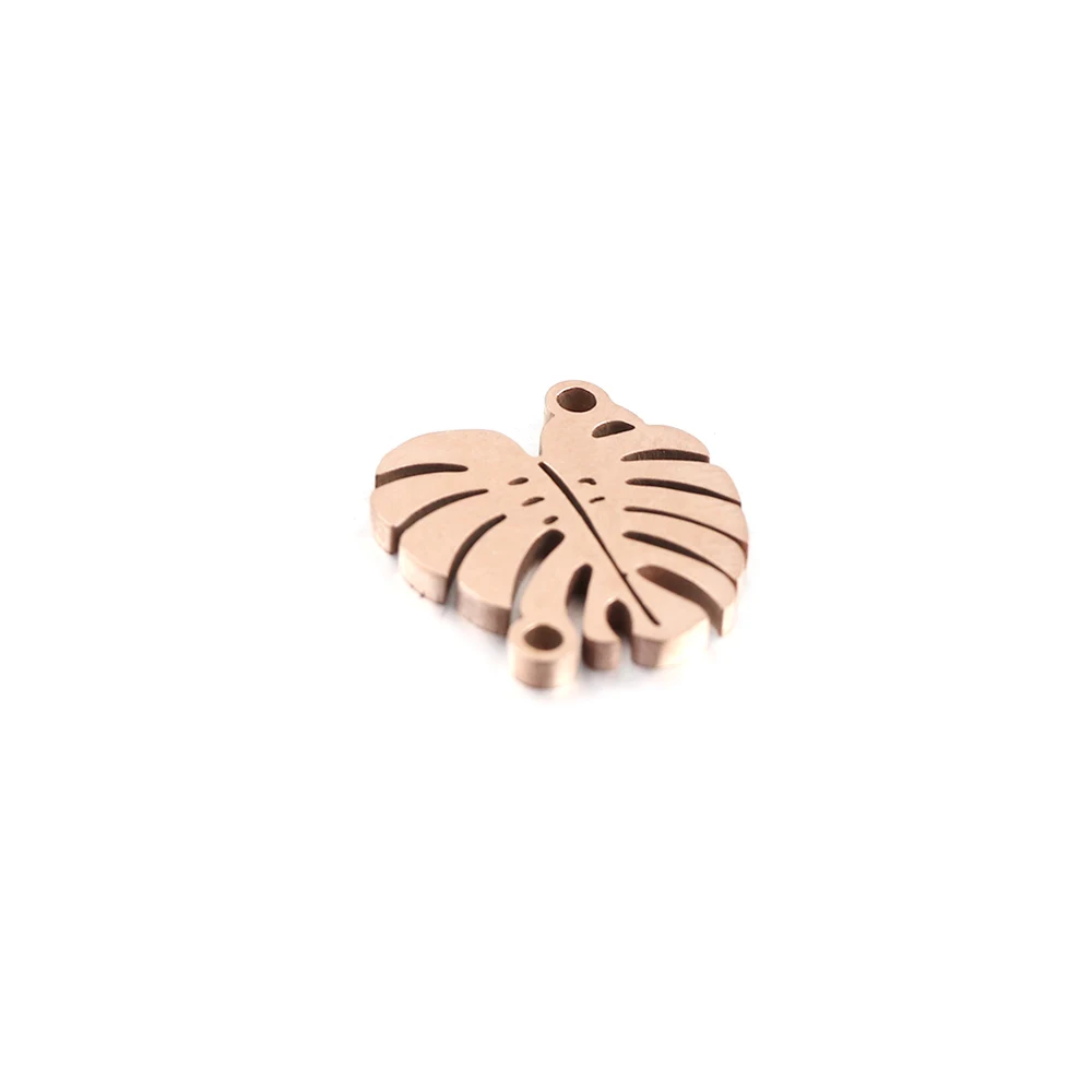 rose gold Semitree 5 шт. нержавеющая сталь Листья Браслет Разъемы Подвески для ожерелья медальон DIY ювелирных изделий аксессуары ручной работы - Окраска металла: rose gold