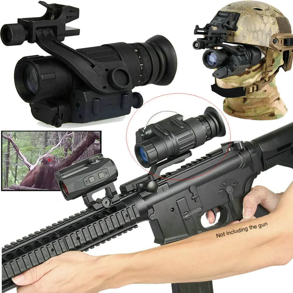 

Night Vision Riflescope Monocular PVS-14 Night Vision Goggles HD IR Camera Hunting Trail NV Telescope for Rifle Scopes + Helmet