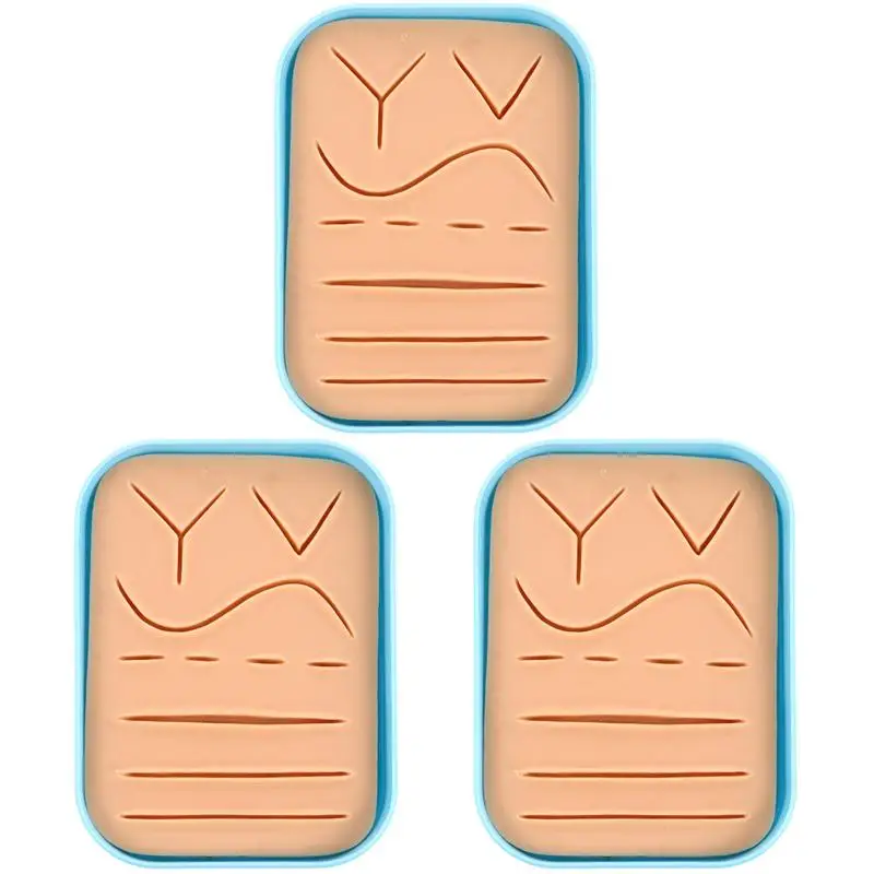 

3pcs Useful Suture Practice Tool Silicone Simulation Body Skin Suturing Material