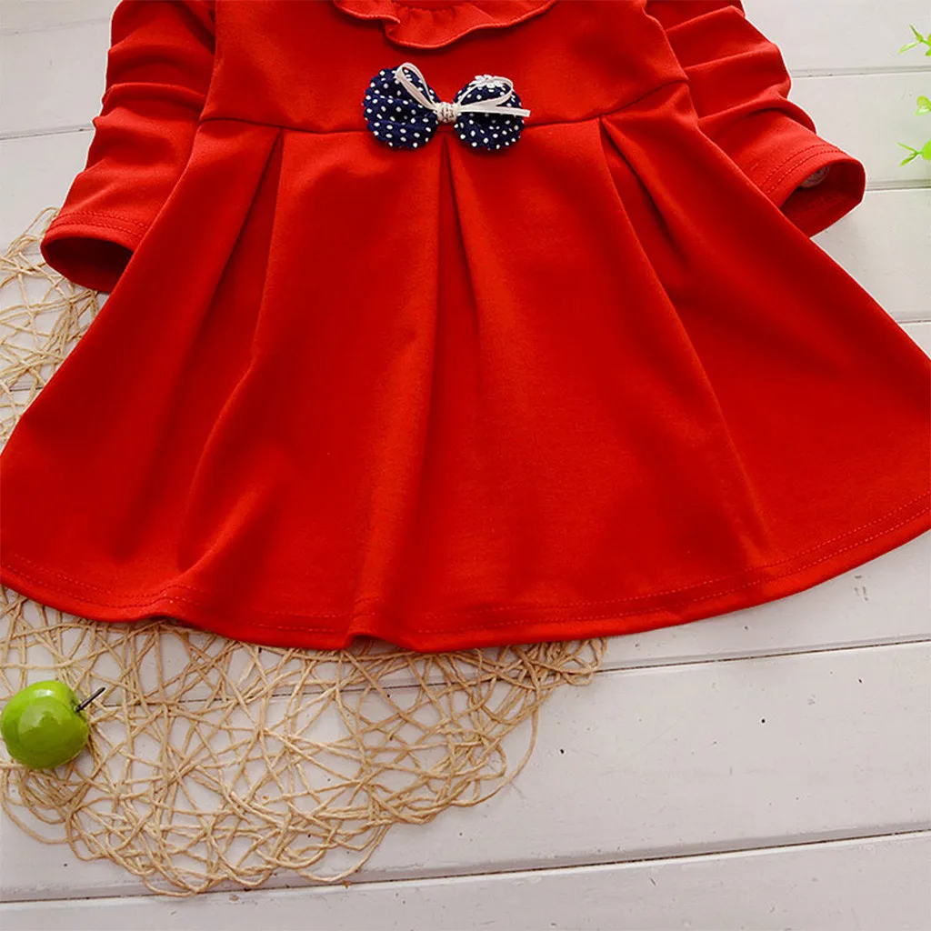 Однотонное платье принцессы с длинными рукавами для девочек маленькие и средние