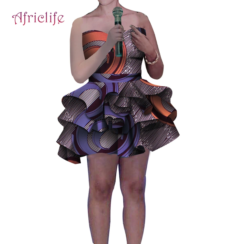 Мини платье без бретелек один шт. Африканский воск хлопок женское индивидуальное