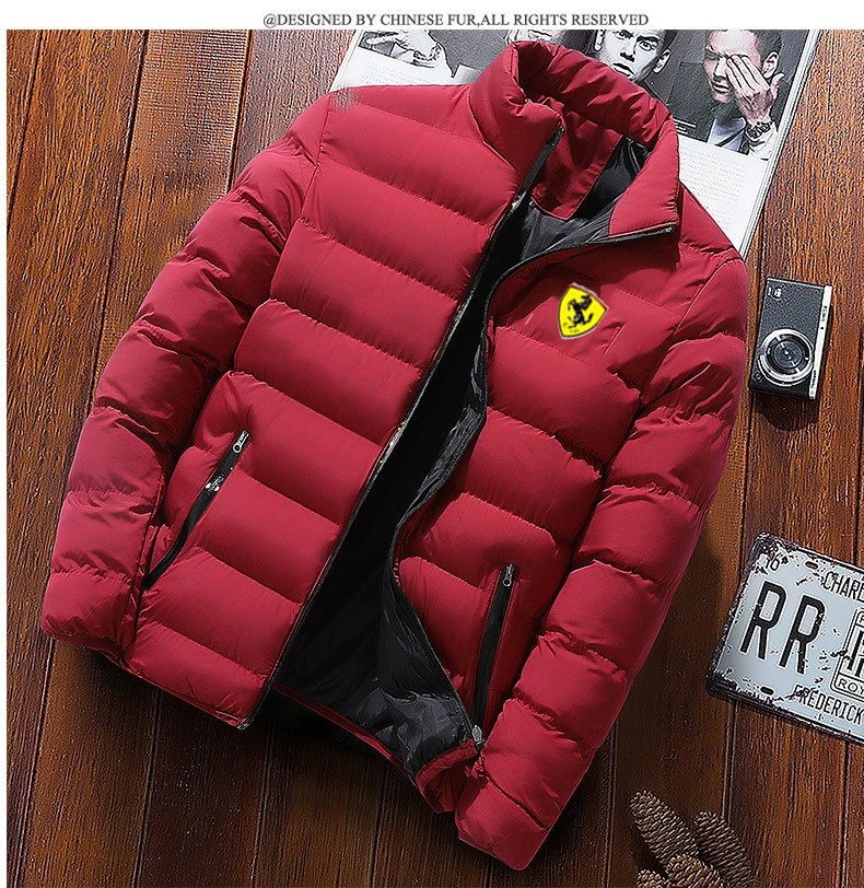 2021 new mens hot sale ferrari jacket down jacket brand printing mens casual fashion mens zipper top direct sales free global shipping