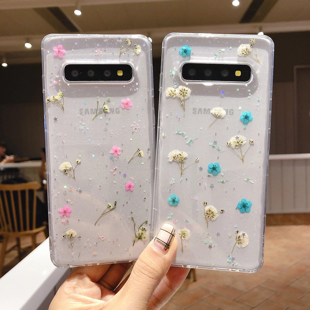 Чехол LOVECOM для телефона Samsung Galaxy Note S21 10 S10 S10e S8 S9 Plus 8 9 настоящие сушеные цветы