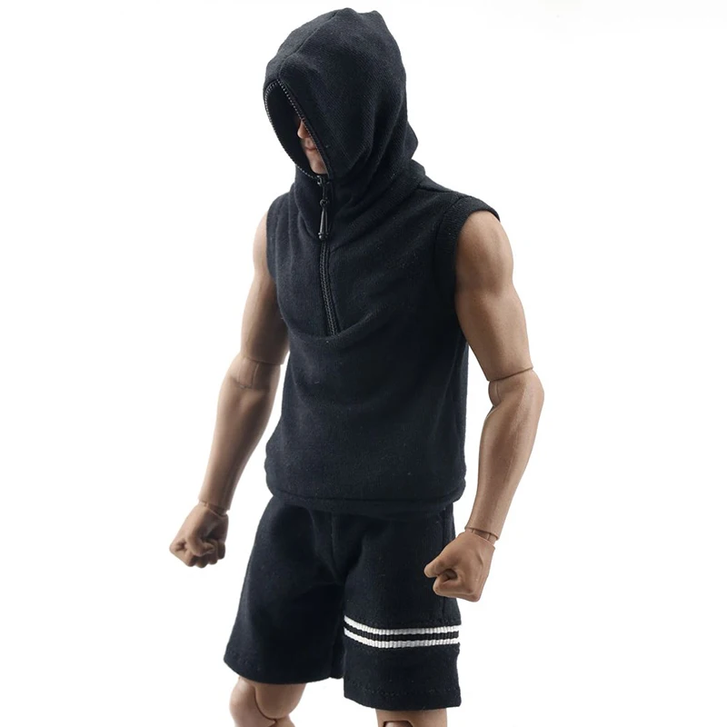 

1/6 Scale Male Sweater with Hood Clothes Men Sportswear Fashion Sleeveless Vest Clothing for 12" Action Figure Body Doll
