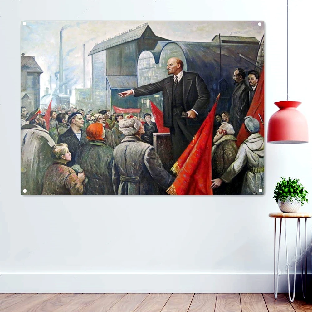 Leader of the October Revolution in Russia Lenin Posters The Great Soviet Union CCCP USSR Propaganda Wallpaper Painting Tapestry |