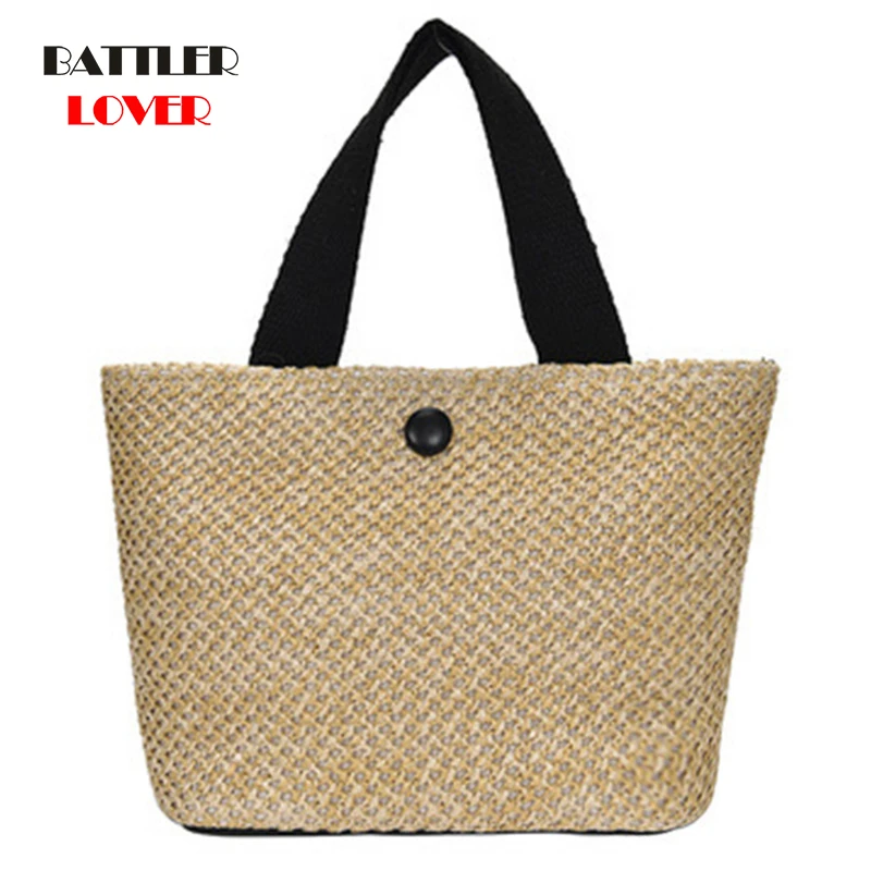 

Women Straw Handbags Summer Fashion Classic Texture Creative Design Chic Casual Woven Totes Beach Bucket Daily Bags for Female