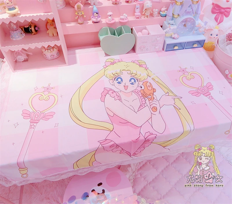 Аниме Сейлор Мун мультфильм кружевной край стола Обложка милый книжный стол