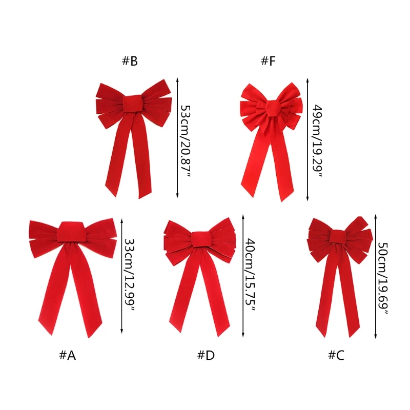 9,8 x 17,7 Pulgadas 6 Lazos Rojos Grandes Arcos de Navidad de Terciopelo Arcos Navideños Colgantes para Decoración de Coronas Navideñas o Árbol Decoración de Fiestas Interiores y Exteriores 