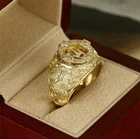 Мужское кольцо в стиле панк, креативное классическое кольцо с золотистой короной и натуральными белыми бриллиантами для свадьбы, юбилея