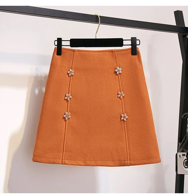 Водолазка с вышитыми цветами вязаный пуловер свитер юбка новый зимний костюм