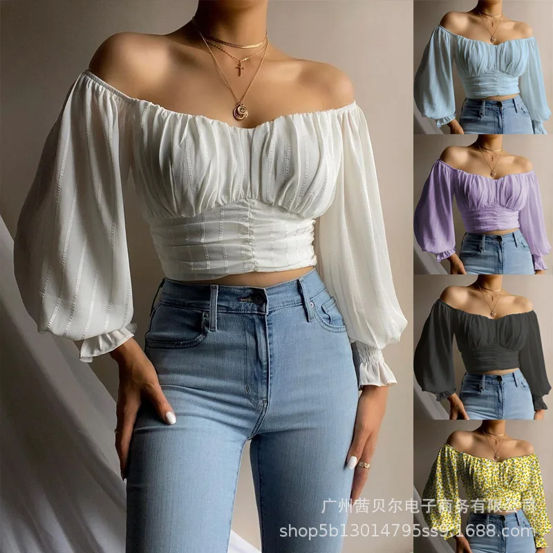 

2021 summer new fashion white one-shoulder top woman tshirts