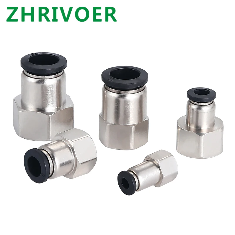 

Пневматический соединитель PCF-4, 6, 8, 10, 12 мм, с внутренней резьбой, для соединения воздушной трубы, черный