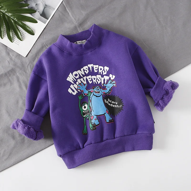 Бархатная футболка для малышей Детская одежда с принтом Алфавит и Монстр оптовая