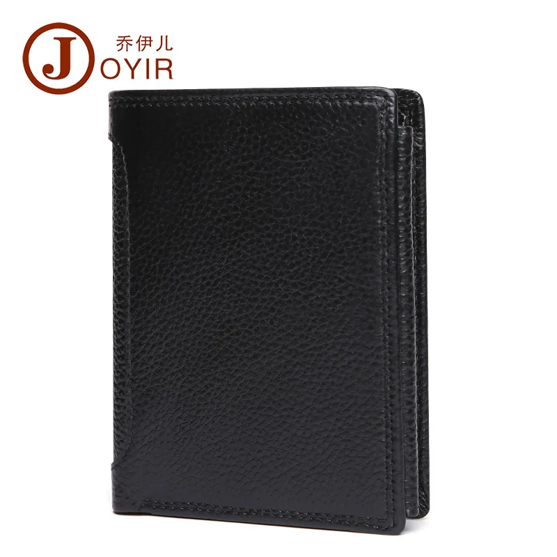 

New Leather Wallet for Man Short Verticle Fashion Clutch Bag Coin Purse Full-Grain Leather RFID Men's Bag