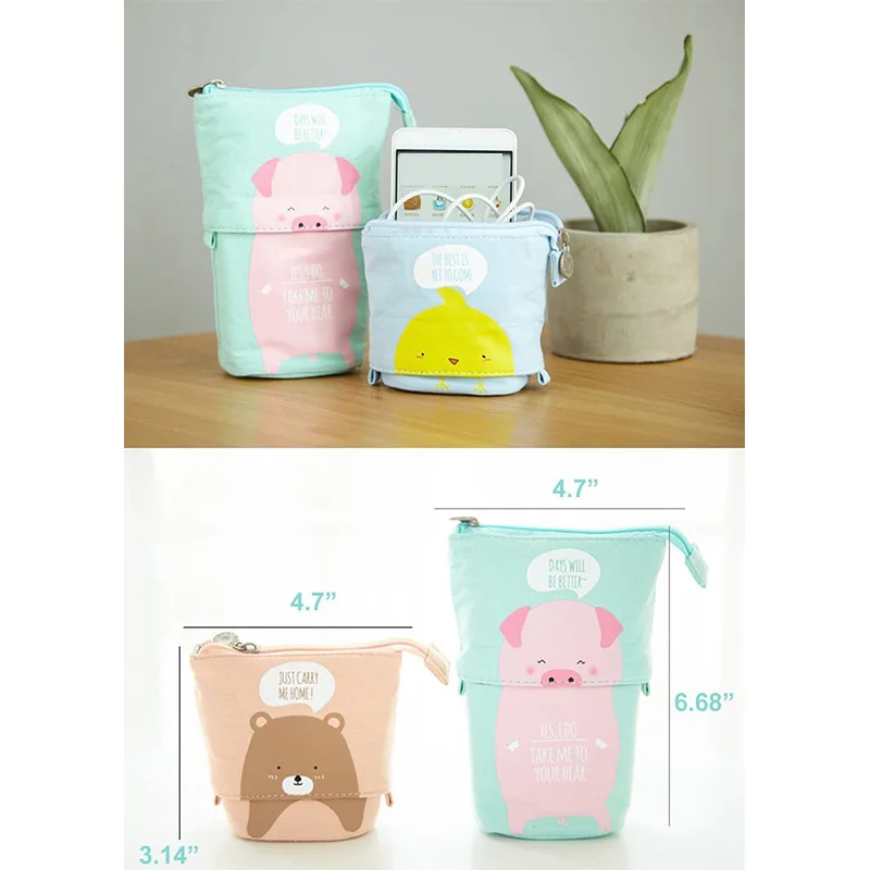

Stand Up Telescopic Pencil Holder Pen Box Cartoon for Students