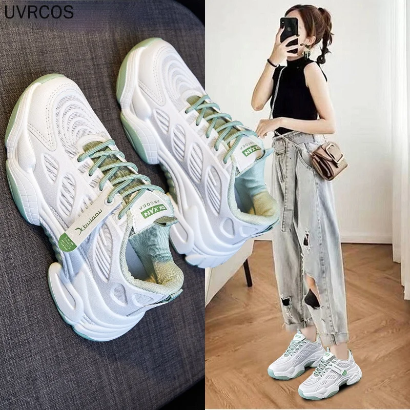 

Летние Новые дышащие старые туфли Женская Белая обувь сетчатые спортивные женские туфли для бега 2021 подходящие ко всему искусственные