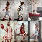 Алмазная живопись, портрет девушки, картина квадратная круглая Алмазная вышивка, садовый пейзаж, мозаика, ручной подарок для хобби