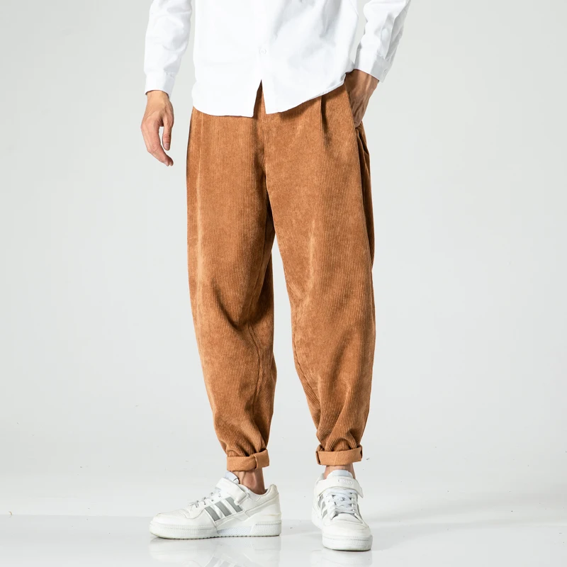 

2020 Autumn Winter Men Harm Pants Vintage Corduroy Trousers Male Japanese Style Trendy Street wear Casual Big Size Bottoms