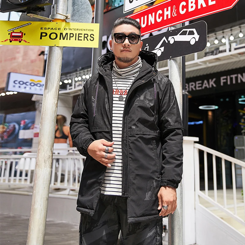 Парка мужская длинная на молнии плотная модная куртка с регулируемым поясом