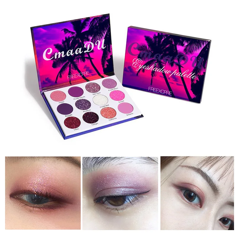 

12 Colors Metallic Glitter Eyeshadow Palette Long Lasting Pearl Flash Matte Easy To Wear Eye Makeup Blendable Pigment Cosmetics