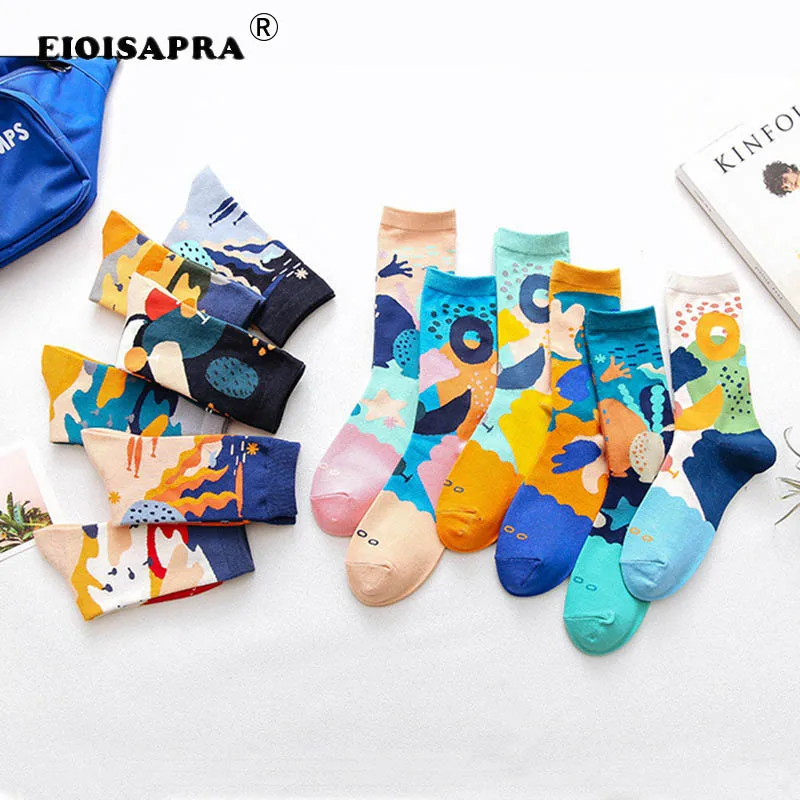 Модные уличные носки с героями мультфильмов для осени и зимы забавные в стиле