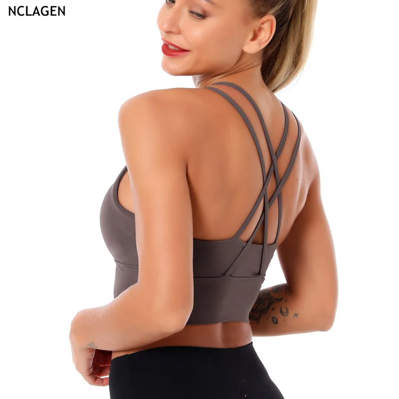 

Спортивный бюстгальтер с мягкими чашечками для женщин, для тренажерного зала, для тренировок, Твердый Топ для йоги, пуш-ап, нижнее белье для бега, спортивный жилет, майки, топы, NCLAGEN