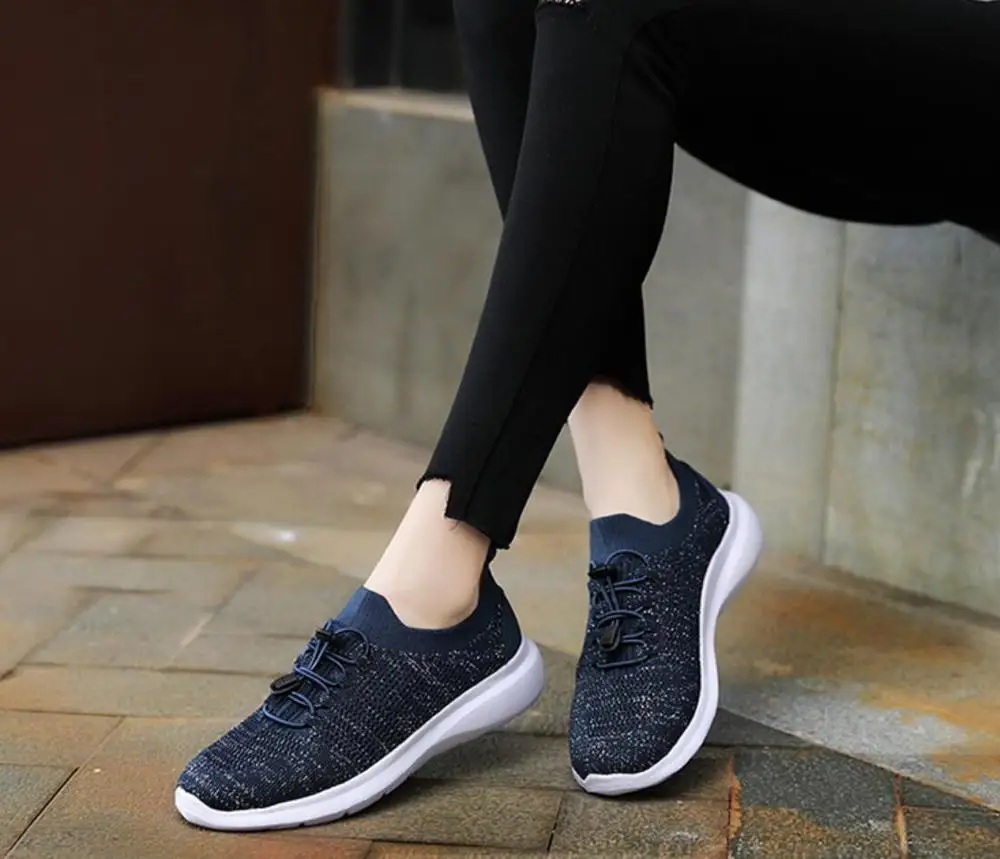 

Women's shoes Elastic booties weaving breathable sneakers women lightweight soft walking shoes fashion casual shoes ladies flat