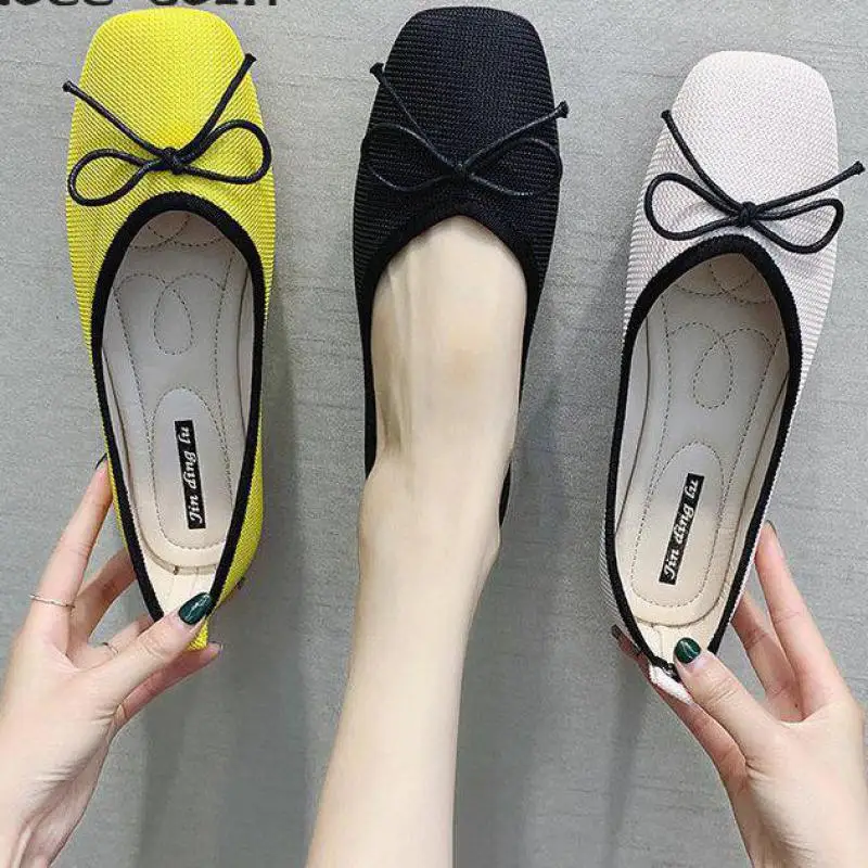 Туфли женские на плоской подошве с бантом без застежки|Обувь каблука| |