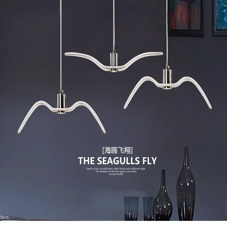

Современная Подвесная лампа в скандинавском стиле, светодиодный светильник для столовой, креативная индивидуальная лампа в стиле Чайка, со...