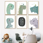 Скандинавский мультфильм искусство Декор динозавр Алфавит картина Детская комната Настенный декор качественная Картина на холсте домашний декор плакат A998