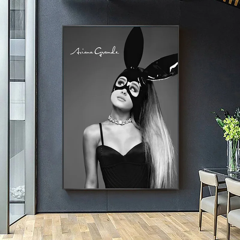 Живопись на холсте Black and White Ariana Grande Singer для декорирования стен в гостиной.