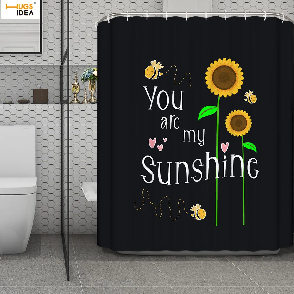 Занавеска для душа в виде подсолнуха декоративная штора из полиэстера с желтыми