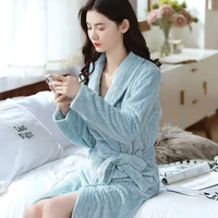 flannel night gown female bathrobe lady night gown long style new style for autumn and winter