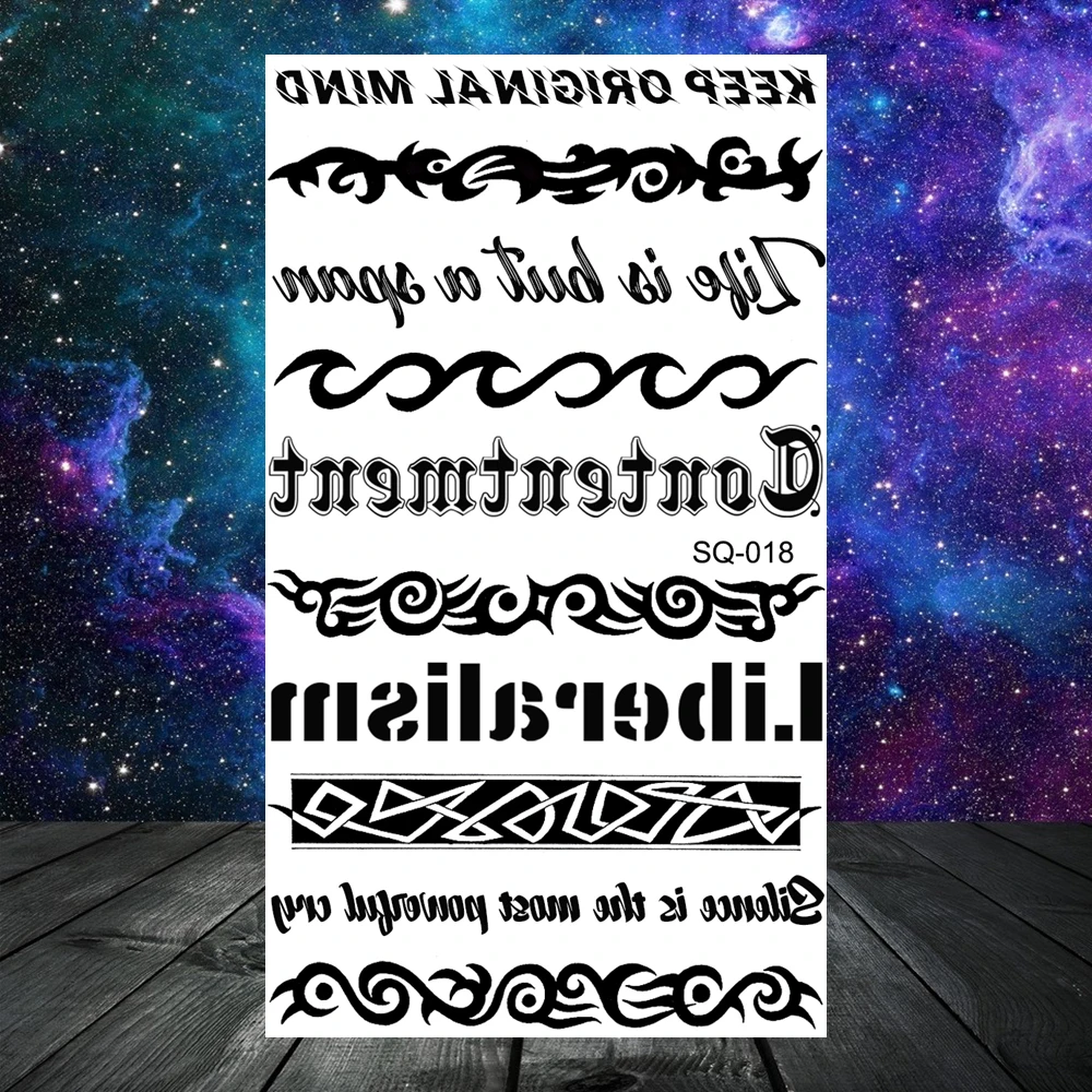 Черные этнические временные татуировки с левом для женщин и мужчин корона крест