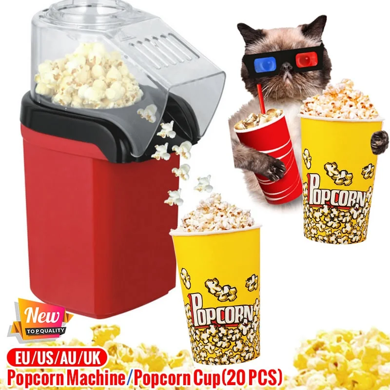 

DIY Popcorn 1200W Mini Household Healthy Hot Air Oil-free Electric Popcorn Maker Corn Popper For Home Kitchen Movie Snack