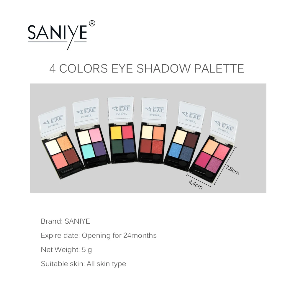 SANIYE 4 цвета мини палитра теней для век портативный набор макияжа глаз коробка с
