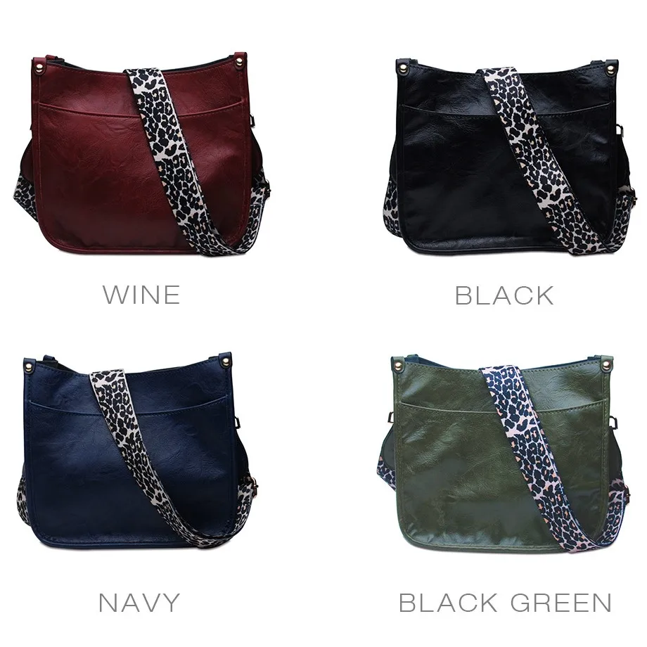 

Reatil PU Faux Leather Crossbody Bag Shoulder Bag DOM1131895 Fashion Women Messenger Purse with Long Leopard Print Strap