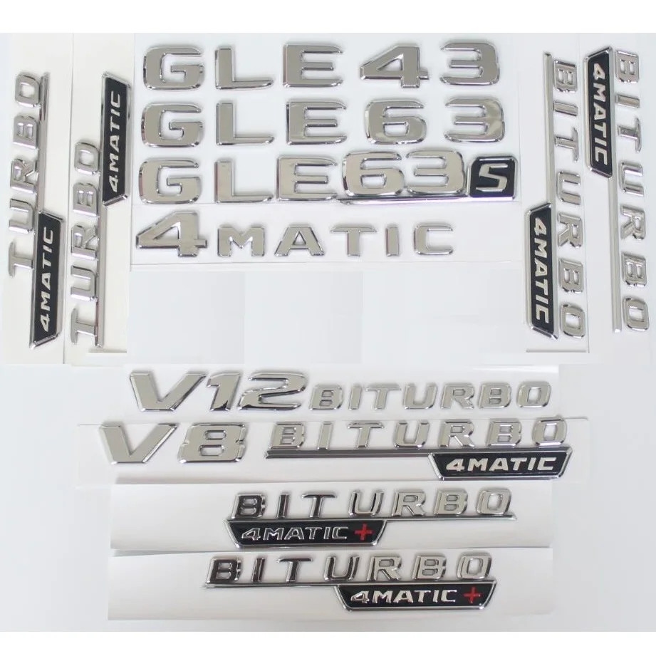 Хромированные буквы GLE43 GLE53 GLE63 GLE63s эмблема V8 V12 BITURBO 4matic наклейка для Benz AMG W166 C292