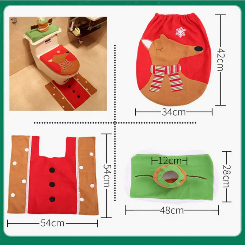 3 шт. рождественское сиденье для унитаза Санта Клаус коврик ванной
