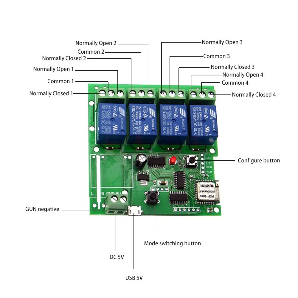 4CH DC5V WiFi релейный модуль умный дом мобильное приложение переключатель