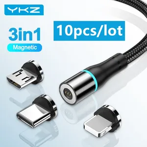 YKZ 10 шт. Магнитный кабель типа C микро USB кабель 3A быстрая проводное зарядное устройство кабель для быстрой зарядки для iPhone 12 Pro Max Самсунг мобильный телефон