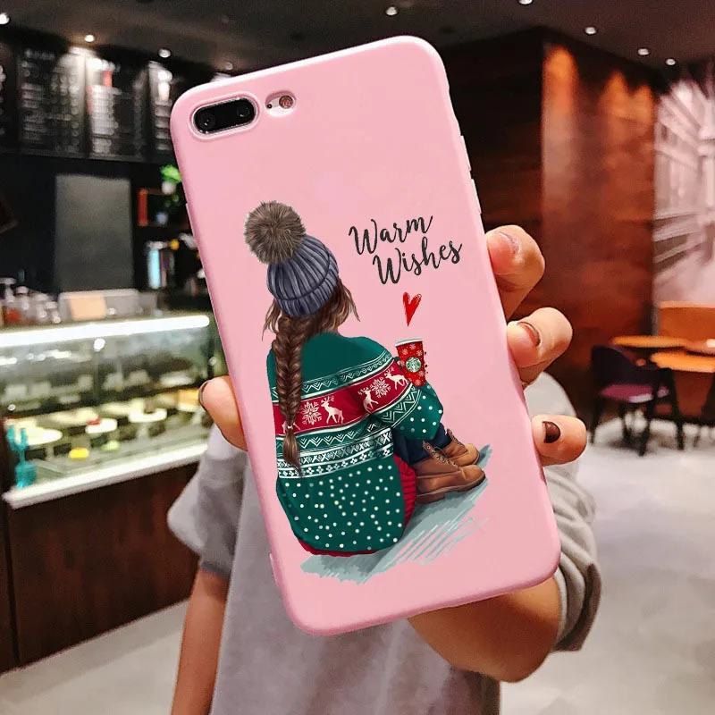 Веселый Рождественский чехол Vogue girl для iPhone 11 Pro Max новогодний розовый мягкий чехол для телефона с лосем для iPhone X 6 6S 7 8 Plus Xs XR XS MAX