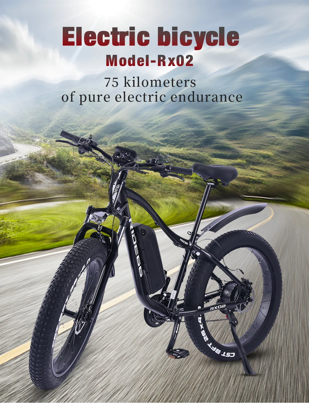 Bestellen Elektrische Bike 1000W 48V 16A Berg E Fahrrad Fett Reifen 21 Geschwindigkeit Ebike Erwachsene Herren 26 Zoll Aluminium Rahmen RX02