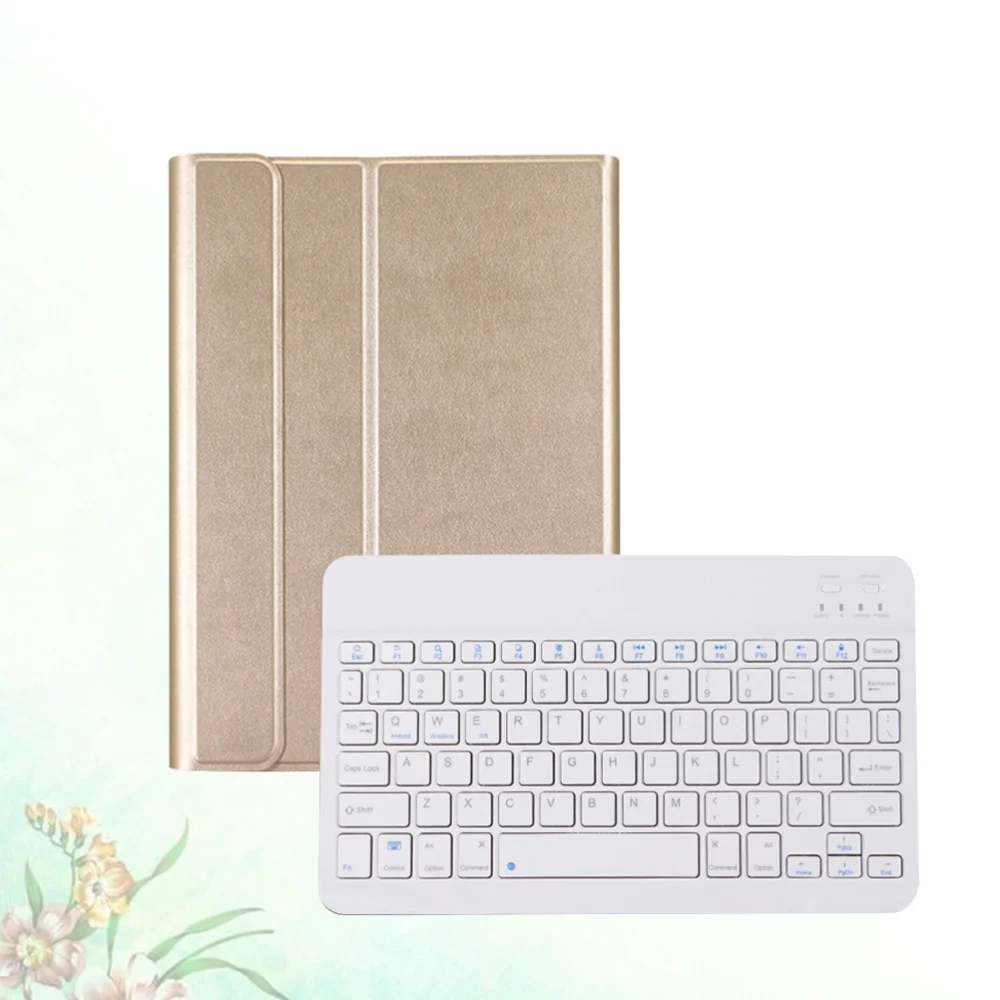 

9.7 Inches PU Tablet Cover Protective Tablet Shell Keyboard Compatible with iPad 10.2 (Rose Gold Tablet Cover, White Keybo