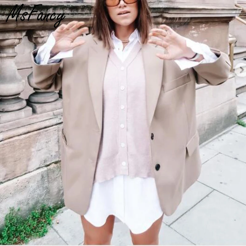 Осенний Блейзер Msfancy Женский однобортный повседневный костюм 2021 год женская