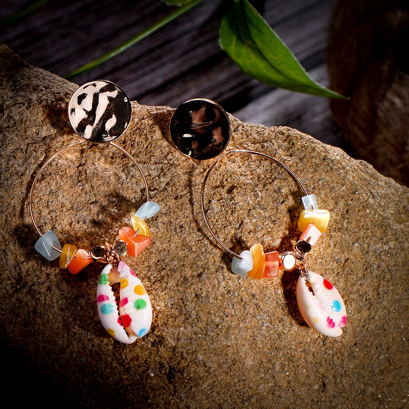 Панковские леопардовые кофе в зернах оболочки кулон круглые серьги для женщин