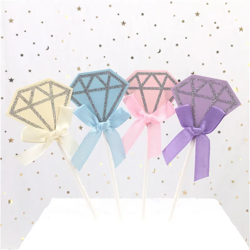 5 шт./лот розовые фиолетовые алмазные блестящие топперы для кексов вставки торта