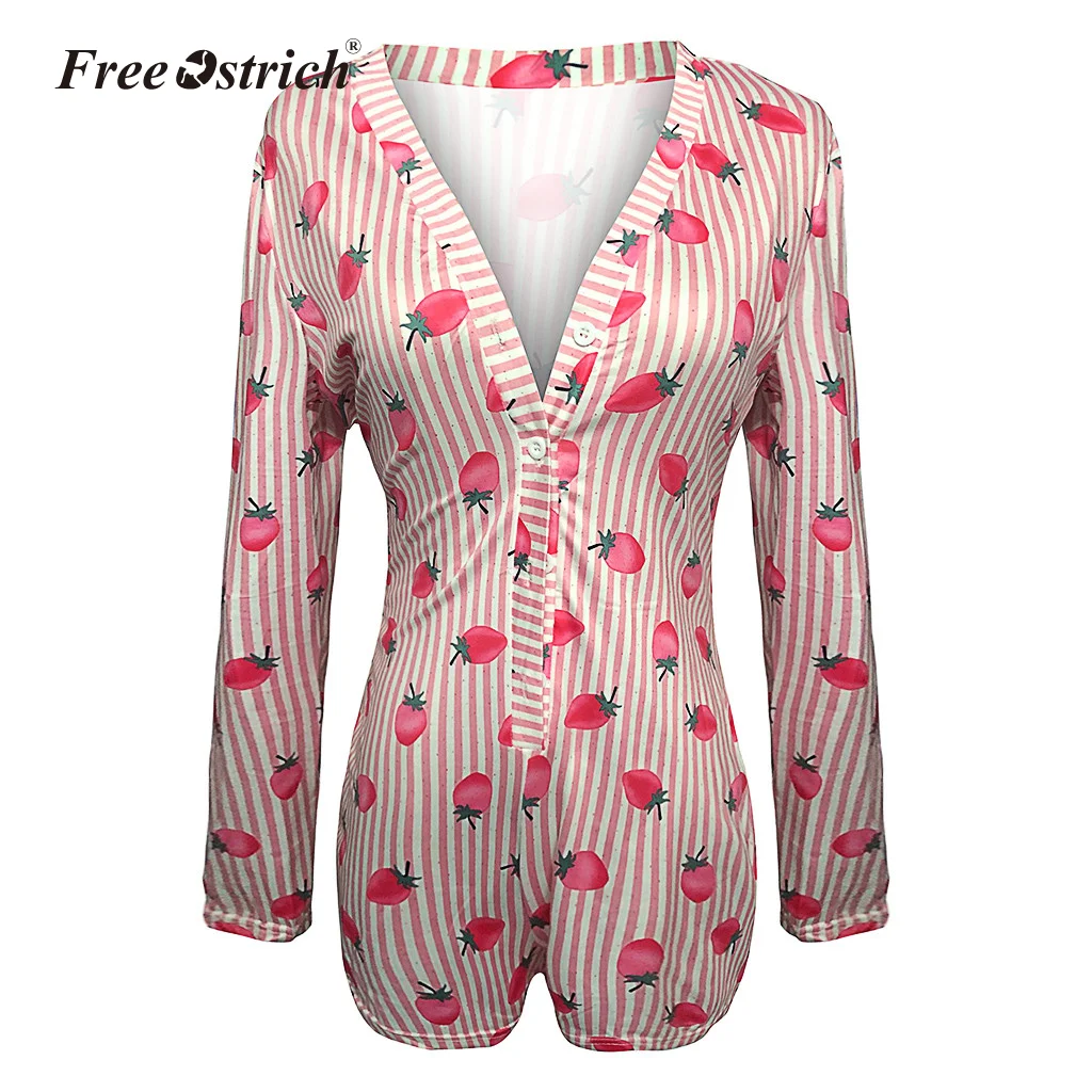 Free Ostrich Women's Jumpsuit Sexy Women Print Playsuit Rompers Summer Long Sleeve Beach Casual Clothes | Женская одежда